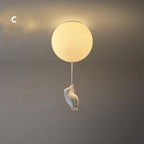 Balloon Globe Ceiling Light with Bear Pull Cord