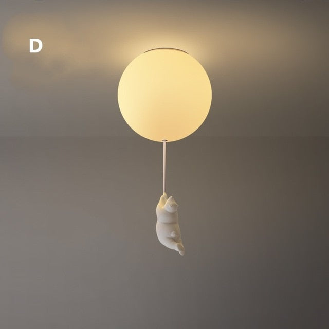 Balloon Globe Ceiling Light with Bear Pull Cord