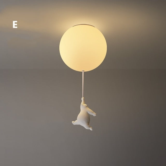 Balloon Globe Ceiling Light with Bear Pull Cord