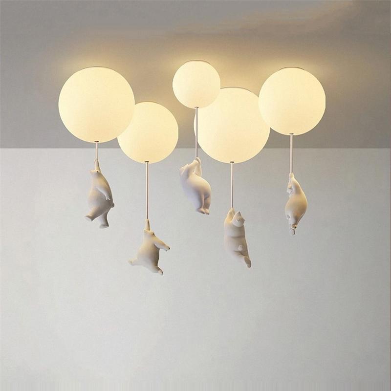 Balloon Globe Ceiling Light with Bear Pull Cord
