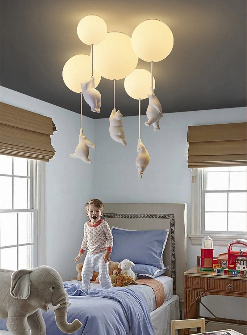 Balloon Globe Ceiling Light with Bear Pull Cord