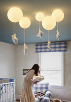 Balloon Globe Ceiling Light with Bear Pull Cord