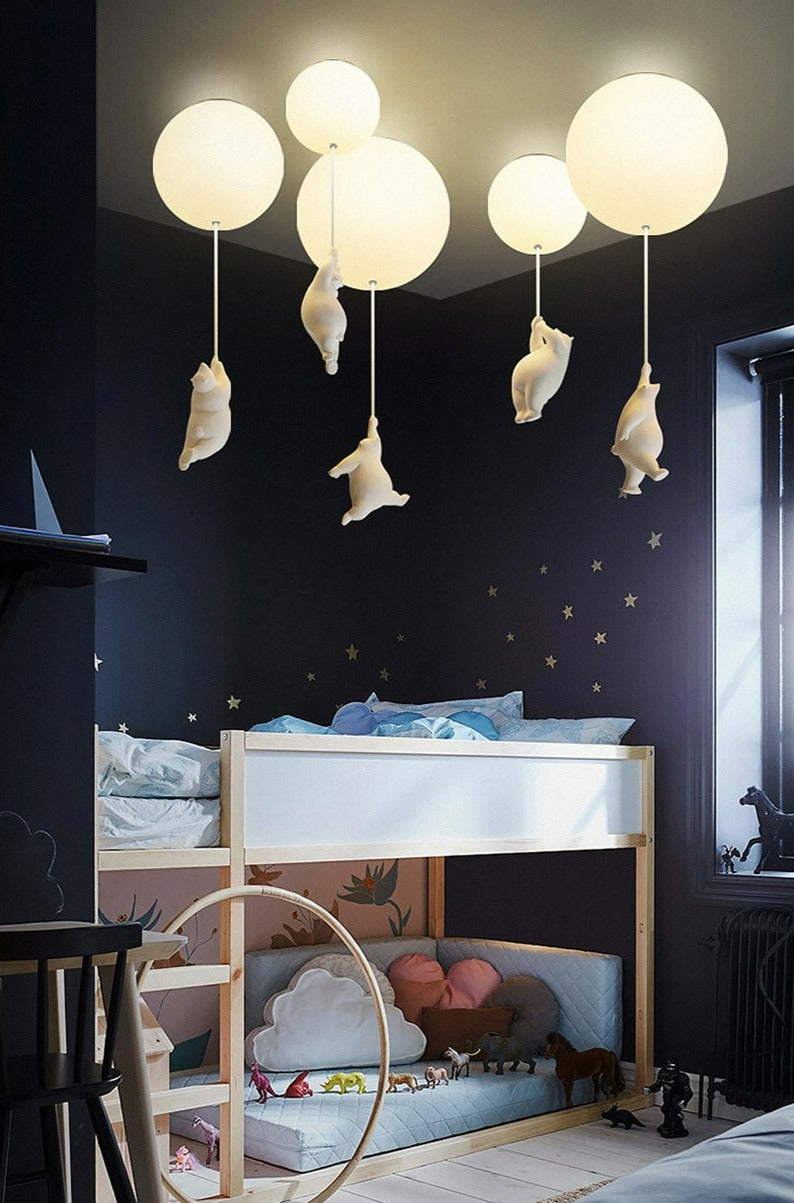 Balloon Globe Ceiling Light with Bear Pull Cord