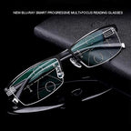 Progressive Multifocal Reading Glasses with Anti Glare Lenses and Half Frame