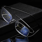 Progressive Multifocal Reading Glasses with Anti Glare Lenses and Half Frame