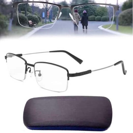 Progressive Multifocal Reading Glasses with Blue Light Filter and Titanium Frame