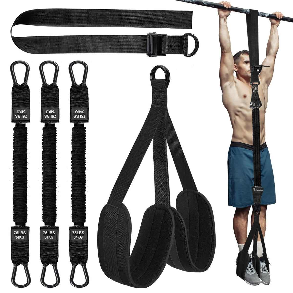 Pull Up Assistance Band with Double Foot Support for Bar Training