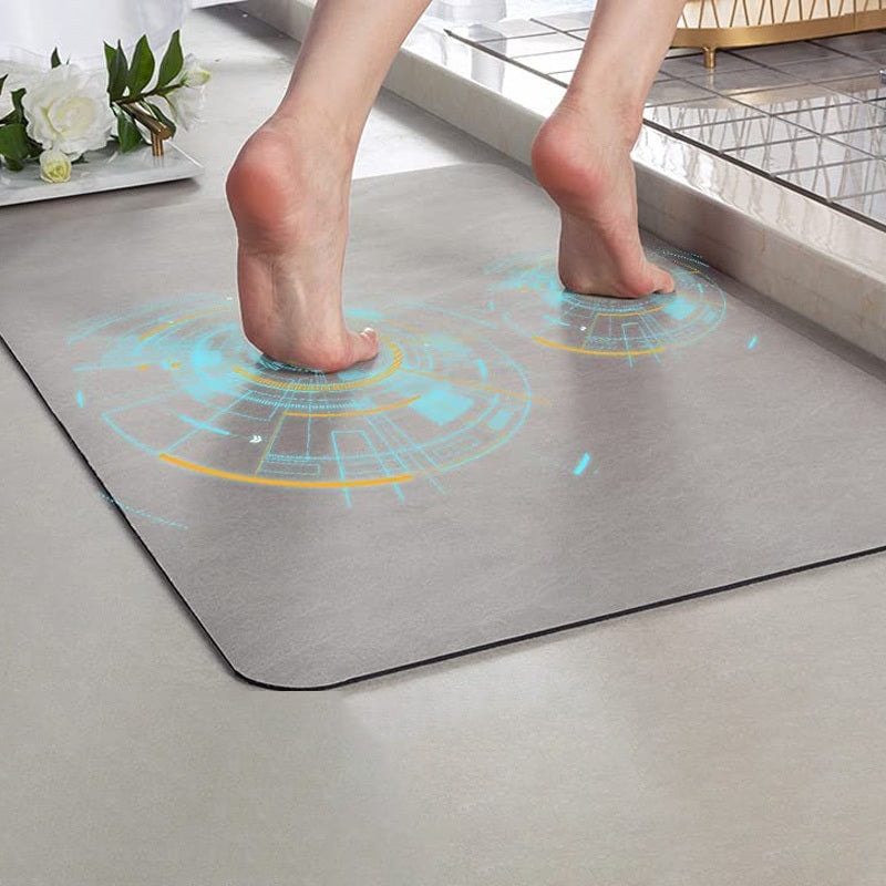 Quick Dry Diatomite Bath Mat with Non Slip Backing for Bathroom