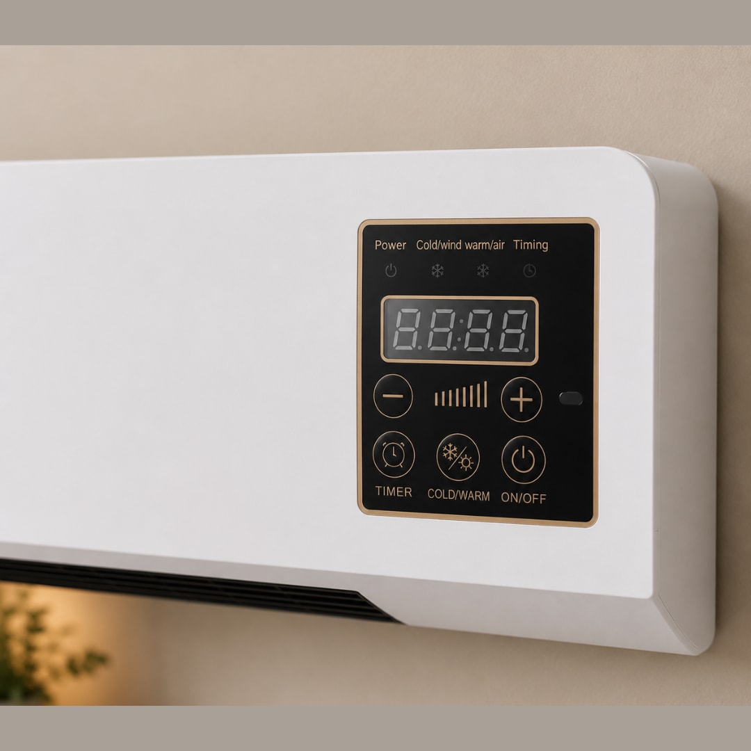 Quiet Wall Mounted Fan Heater with Remote Control and LED Display