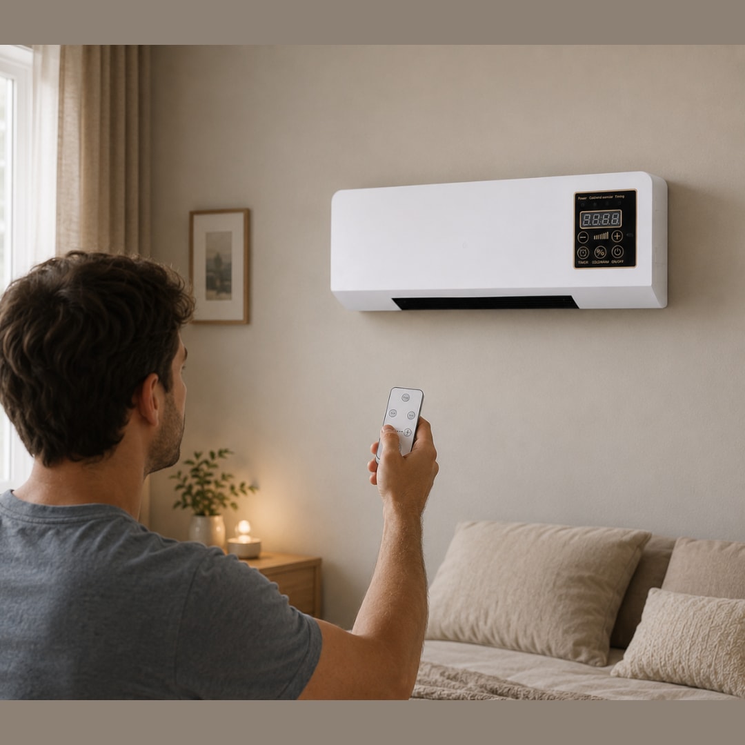 Quiet Wall Mounted Fan Heater with Remote Control and LED Display