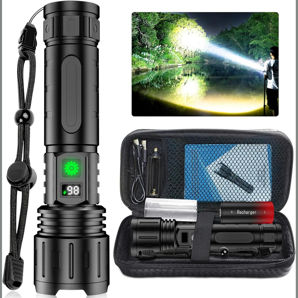 Rechargeable Tactical LED Flashlight with Zoom and Power Bank Function