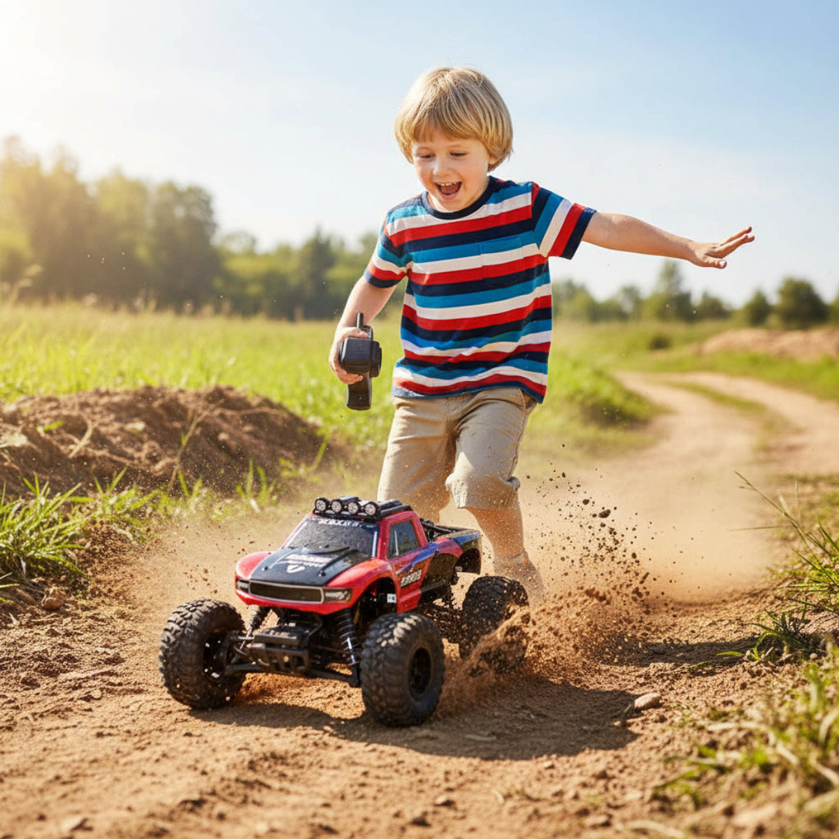 Amphibious Remote Control Monster Truck All Terrain Waterproof Four Wheel Drive RC Car Rechargeable Off-Road Toy Truck for Kids