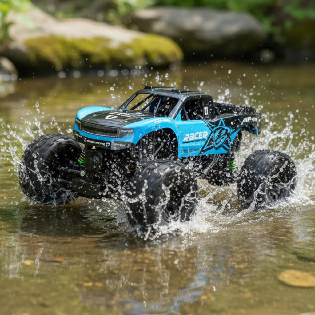 Amphibious Remote Control Monster Truck All Terrain Waterproof Four Wheel Drive RC Car Rechargeable Off-Road Toy Truck for Kids