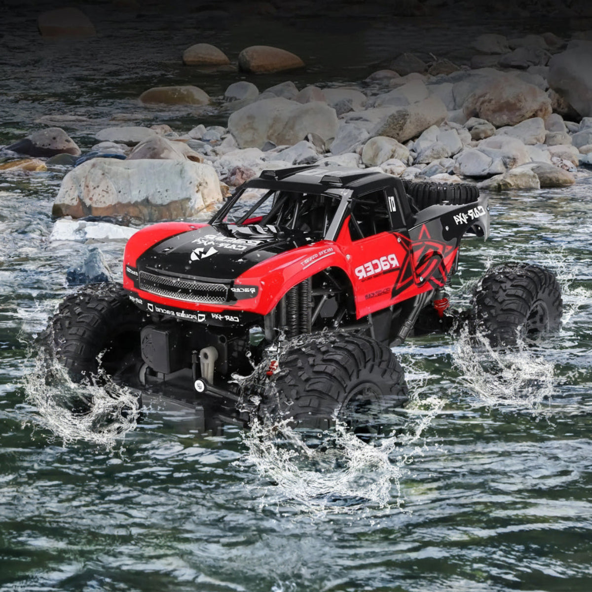 Amphibious Remote Control Monster Truck All Terrain Waterproof Four Wheel Drive RC Car Rechargeable Off-Road Toy Truck for Kids