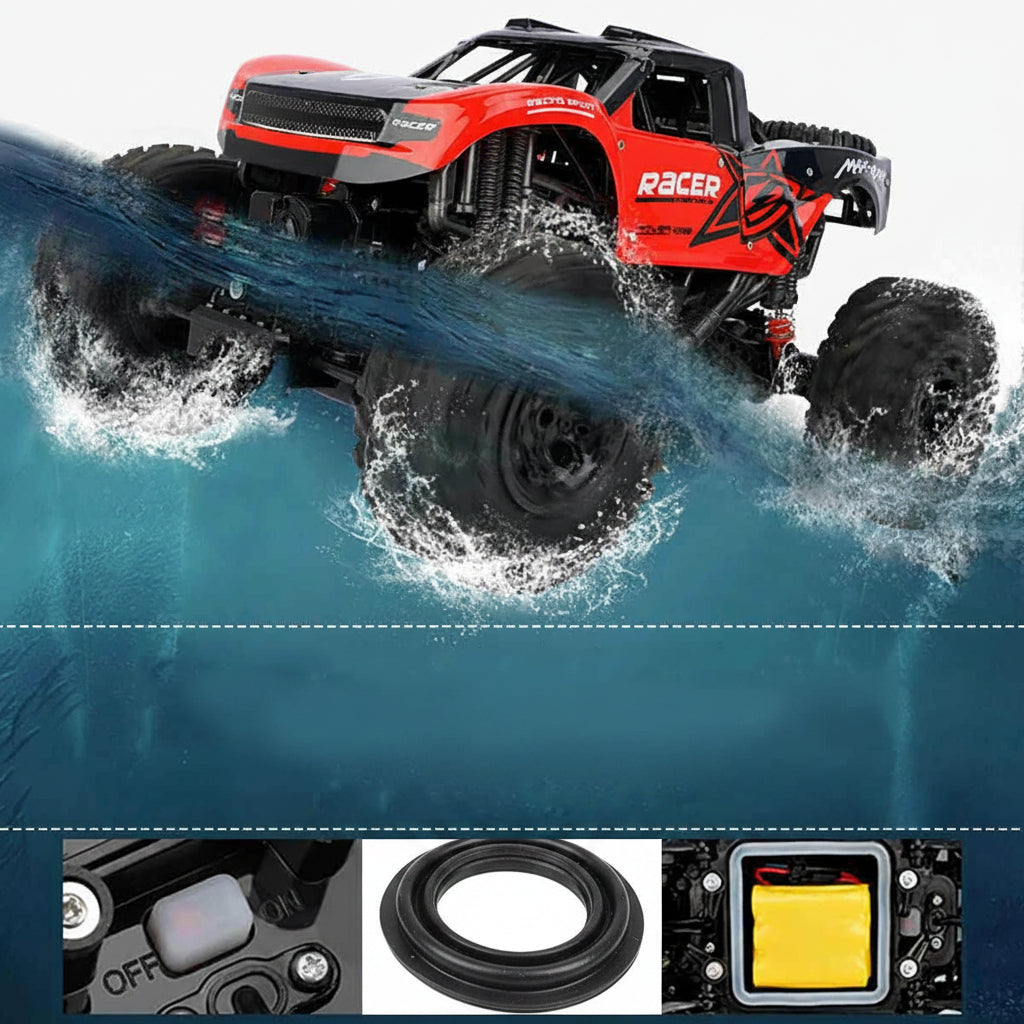 Amphibious Remote Control Monster Truck All Terrain Waterproof Four Wheel Drive RC Car Rechargeable Off-Road Toy Truck for Kids