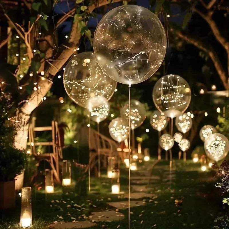 Reusable LED Light Up Balloon Set with Warm White String Lights