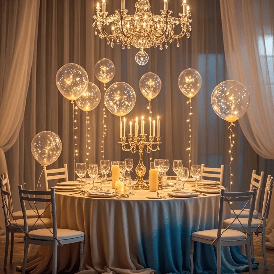 Reusable LED Light Up Balloon Set with Warm White String Lights