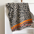 Reversible Leopard Print Wool Blend Scarf for Women Oversized Winter Wrap