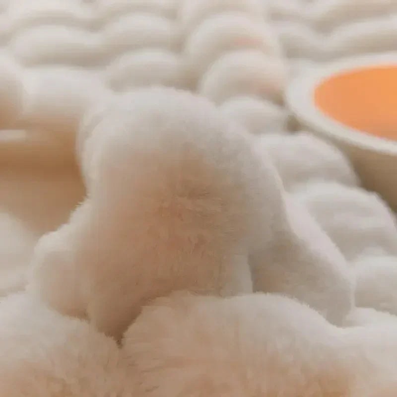 Reversible Plush Fleece Throw Blanket with Bubble Texture for Bed and Sofa