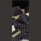 Reversible Plush Fleece Throw Blanket with Bubble Texture for Bed and Sofa