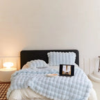 Reversible Plush Fleece Throw Blanket with Bubble Texture for Bed and Sofa