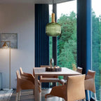 Ribbed Glass Pendant Light with Metal Tube Fitting for Kitchen Island