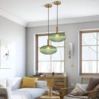 Ribbed Glass Pendant Light with Metal Tube Fitting for Kitchen Island