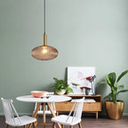 Ribbed Glass Pendant Light with Metal Tube Fitting for Kitchen Island