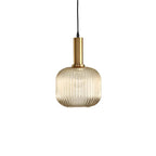 Ribbed Glass Pendant Light with Metal Tube Fitting for Kitchen Island