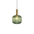 Ribbed Glass Pendant Light with Metal Tube Fitting for Kitchen Island