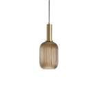 Ribbed Glass Pendant Light with Metal Tube Fitting for Kitchen Island