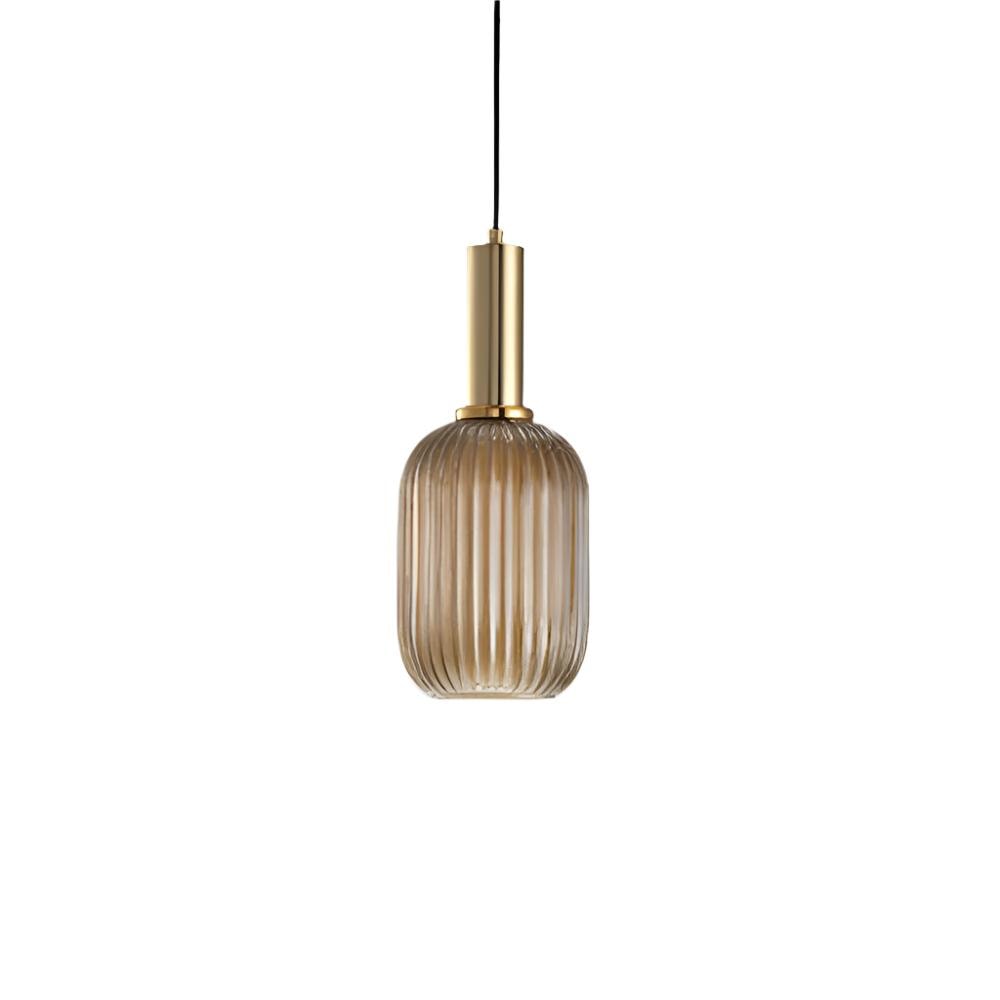 Ribbed Glass Pendant Light with Metal Tube Fitting for Kitchen Island