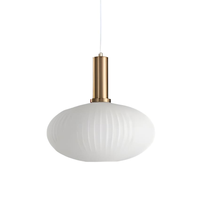 Ribbed Glass Pendant Light with Metal Tube Fitting for Kitchen Island
