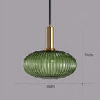 Ribbed Glass Pendant Light with Metal Tube Fitting for Kitchen Island