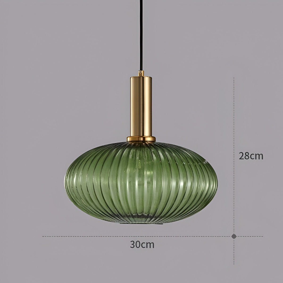 Ribbed Glass Pendant Light with Metal Tube Fitting for Kitchen Island
