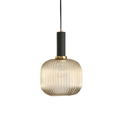 Ribbed Glass Pendant Light with Metal Tube Fitting for Kitchen Island