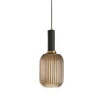 Ribbed Glass Pendant Light with Metal Tube Fitting for Kitchen Island