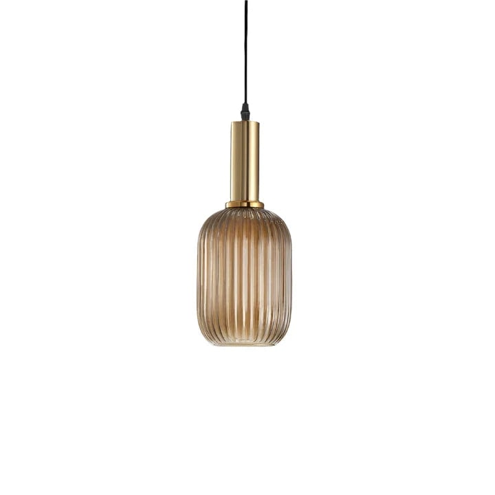 Ribbed Glass Pendant Light with Metal Tube Fitting for Kitchen Island