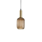 Ribbed Glass Pendant Light with Metal Tube Fitting for Kitchen Island
