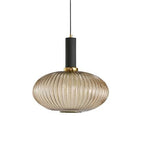 Ribbed Glass Pendant Light with Metal Tube Fitting for Kitchen Island