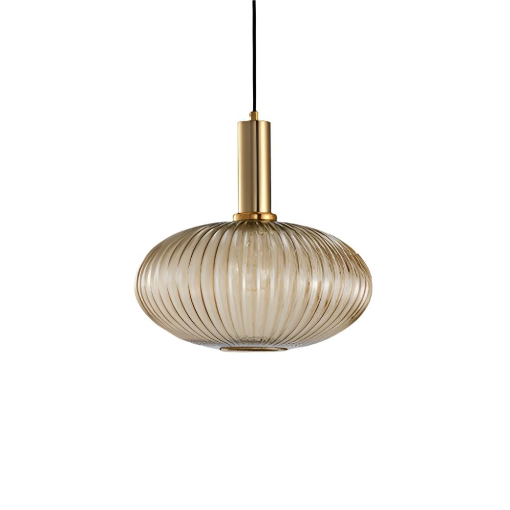 Ribbed Glass Pendant Light with Metal Tube Fitting for Kitchen Island