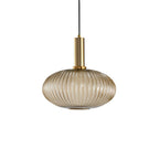 Ribbed Glass Pendant Light with Metal Tube Fitting for Kitchen Island