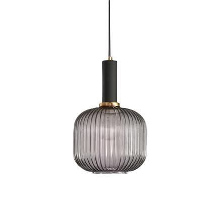 Ribbed Glass Pendant Light with Metal Tube Fitting for Kitchen Island