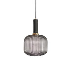Ribbed Glass Pendant Light with Metal Tube Fitting for Kitchen Island