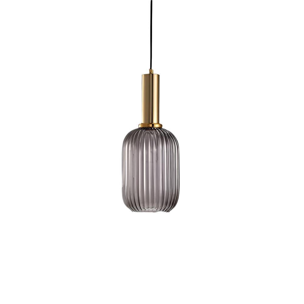 Ribbed Glass Pendant Light with Metal Tube Fitting for Kitchen Island