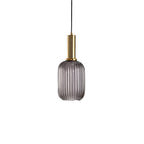 Ribbed Glass Pendant Light with Metal Tube Fitting for Kitchen Island