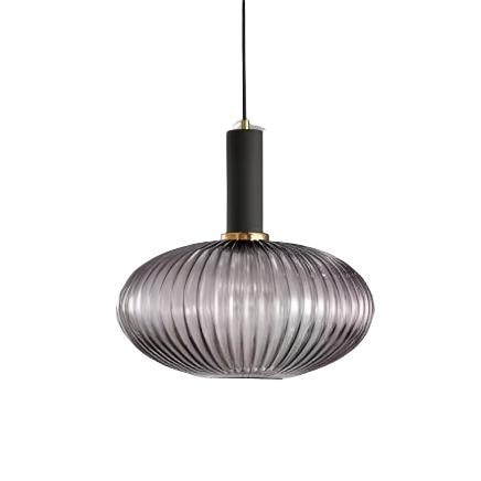 Ribbed Glass Pendant Light with Metal Tube Fitting for Kitchen Island