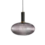 Ribbed Glass Pendant Light with Metal Tube Fitting for Kitchen Island