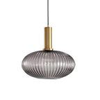 Ribbed Glass Pendant Light with Metal Tube Fitting for Kitchen Island