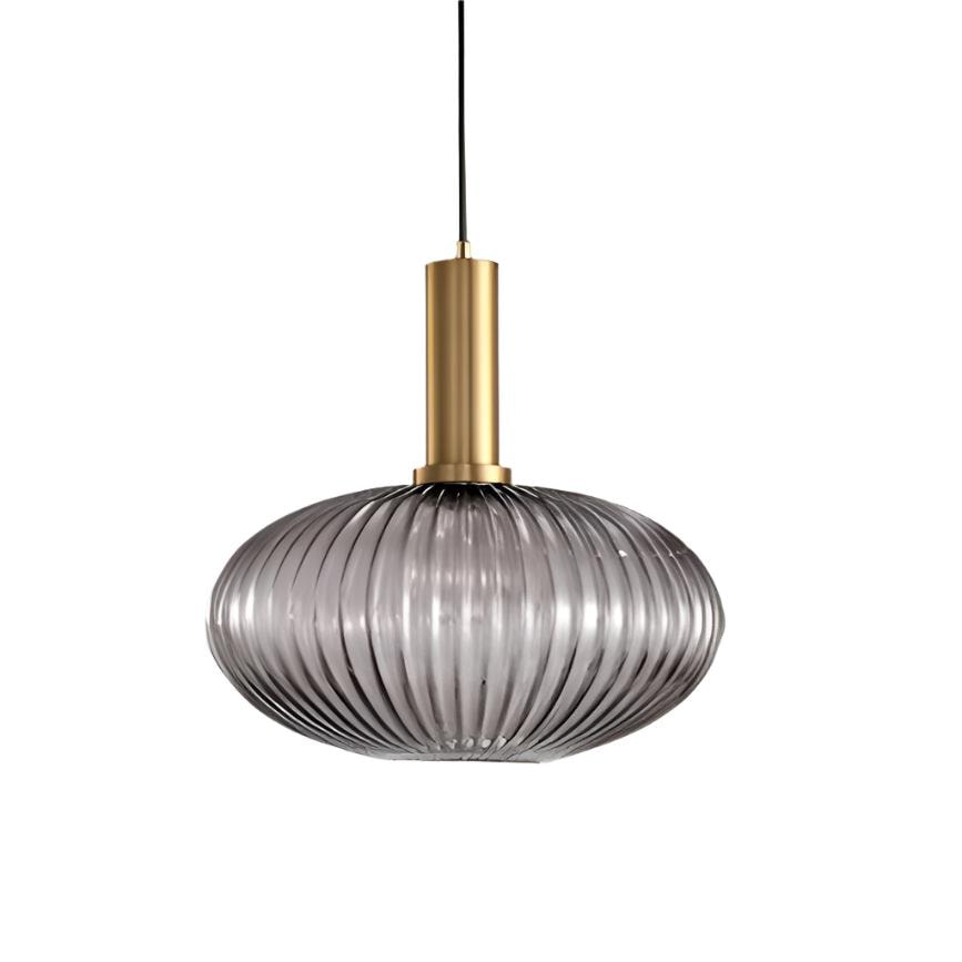 Ribbed Glass Pendant Light with Metal Tube Fitting for Kitchen Island